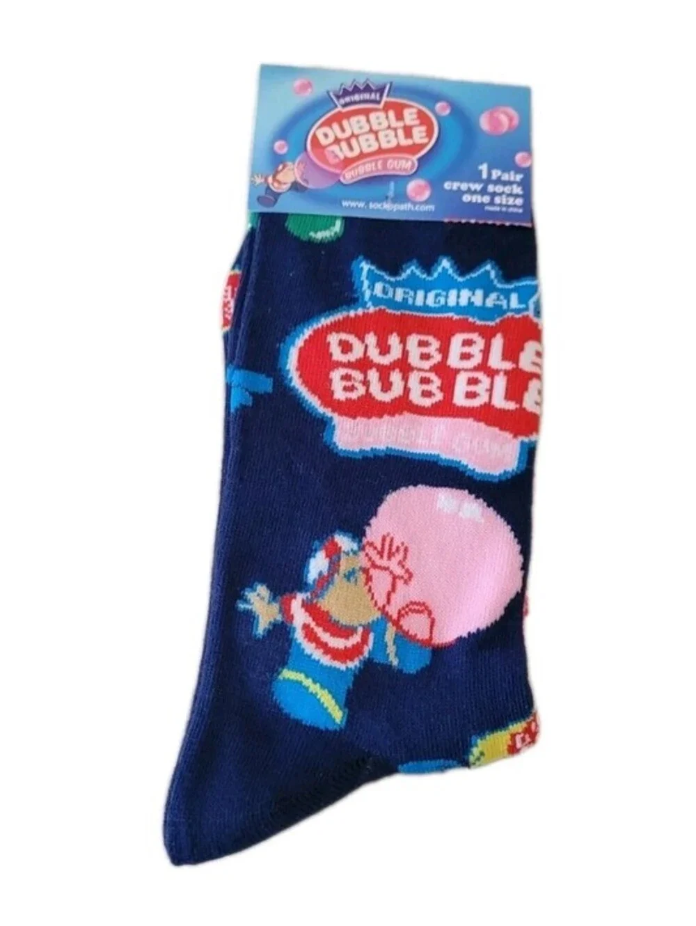 NIP Original Dubble Bubble Gum Crew Socks Adult Fun! Unisex Stretch Sockopath